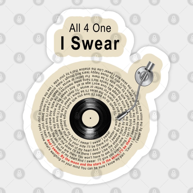 I SWEAR LYRICS ILLUSTRATIONS Sticker by Vansa Design